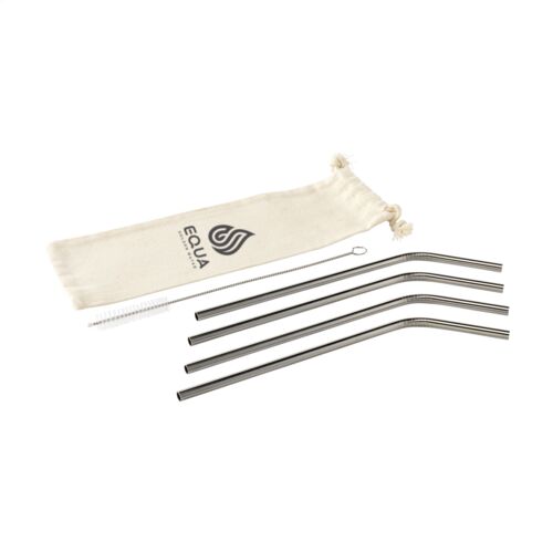ECO RVS 4 pieces ECO Straw Set stainless-steel straws Thumbnail